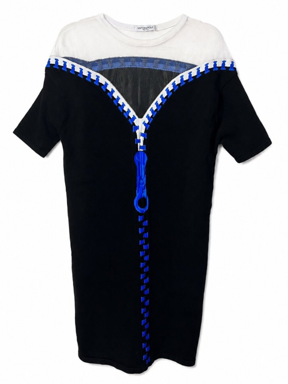 Viktor & Rolf Illusion Zip Graphic Mesh Dress Black Size Medium Runway